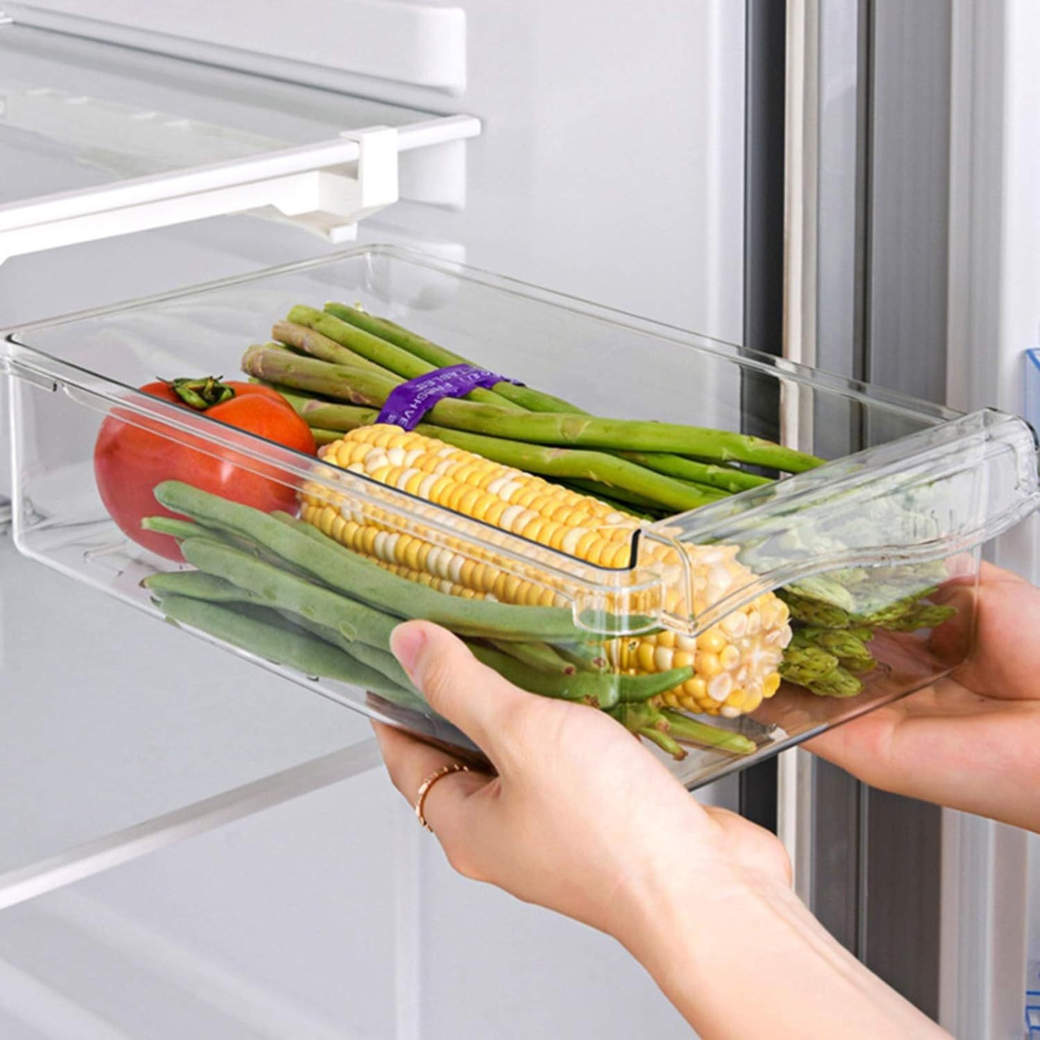 Refrigerator Storage Bin - Hanging Storage Container For Refrigerator Drawer view 2