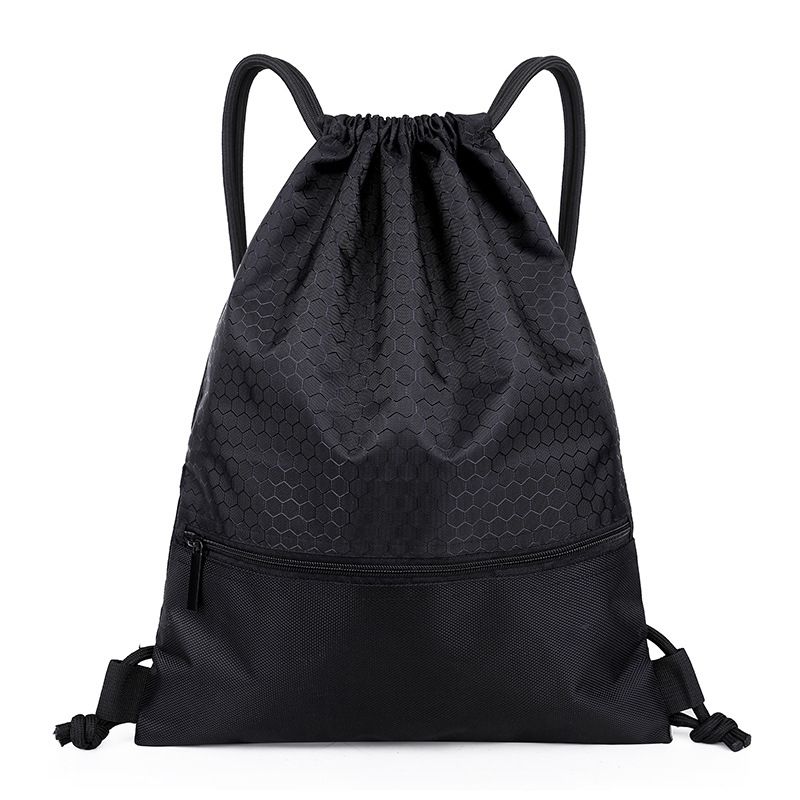 Drawstring Backpack Bag, Waterproof Draw String Back Sack with Zip Pocket, Gym