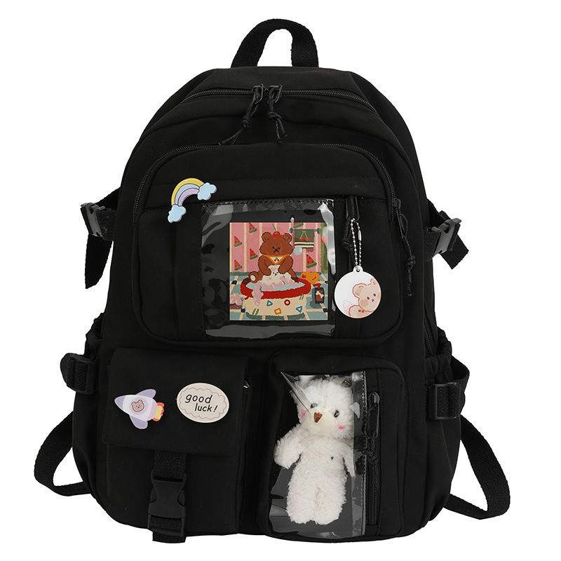 Kawaii Backpack, Cute Bookbags With Kawaii Pin And Accessories black cute