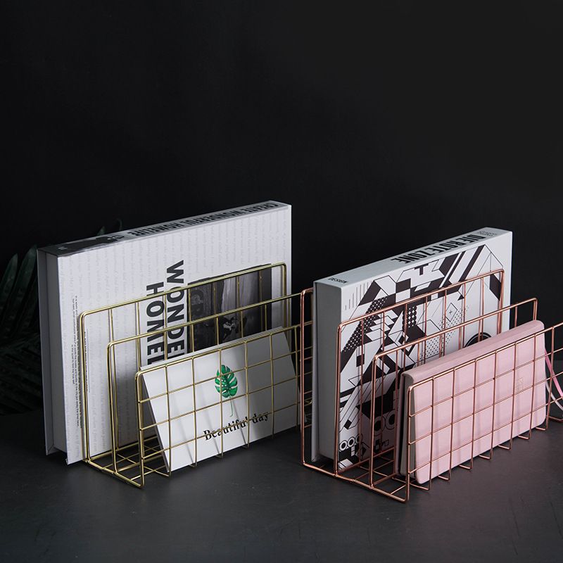 Magazine Rack Desktop Magazine Rack Desk Magazine Rack 3-Layer Iron Book view 2