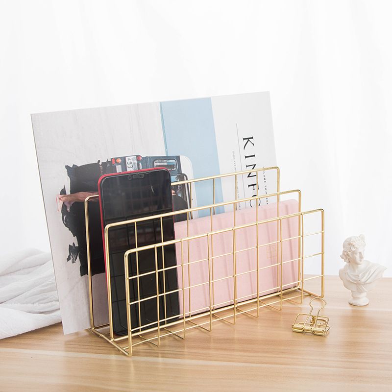 Magazine Rack Desktop Magazine Rack Desk Magazine Rack 3-Layer Iron Book view 4