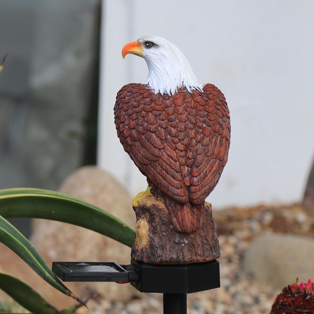 Solar Garden Statue, Small Bald Eagle Outdoor Solar Stake Light Decor for — image 1