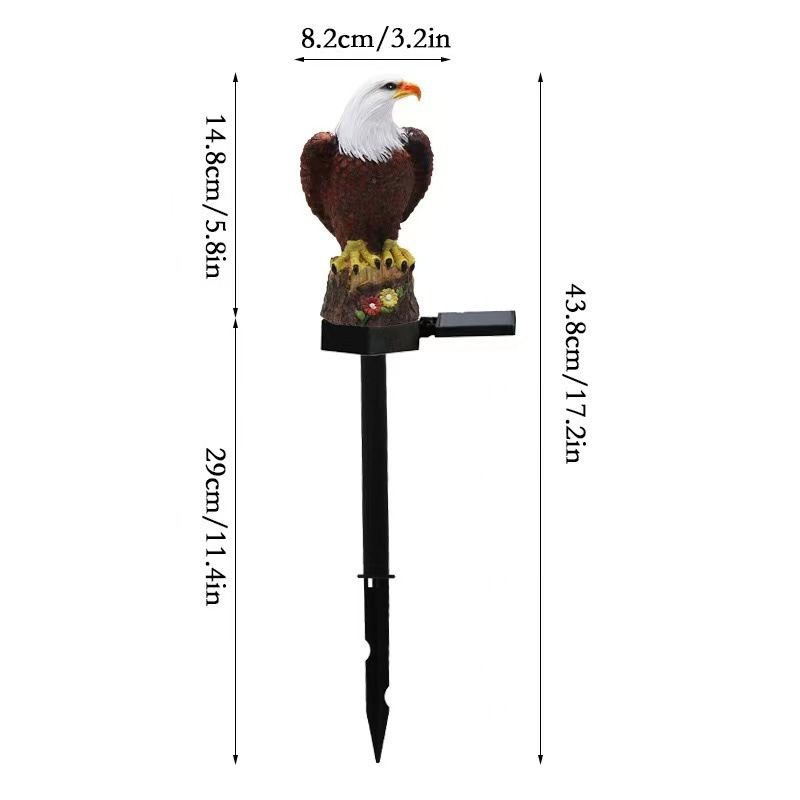Solar Garden Statue, Small Bald Eagle Outdoor Solar Stake Light Decor for view 2