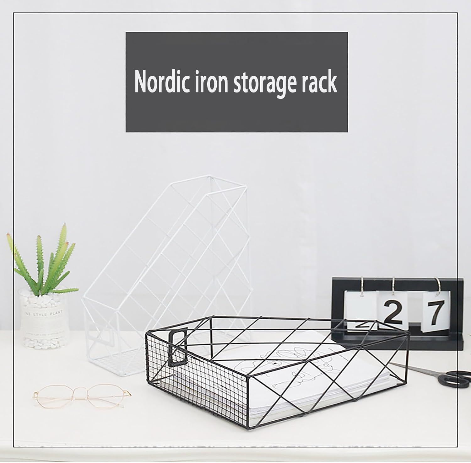 Metal Scandinavian creative style simple vertical file storage rack view 3