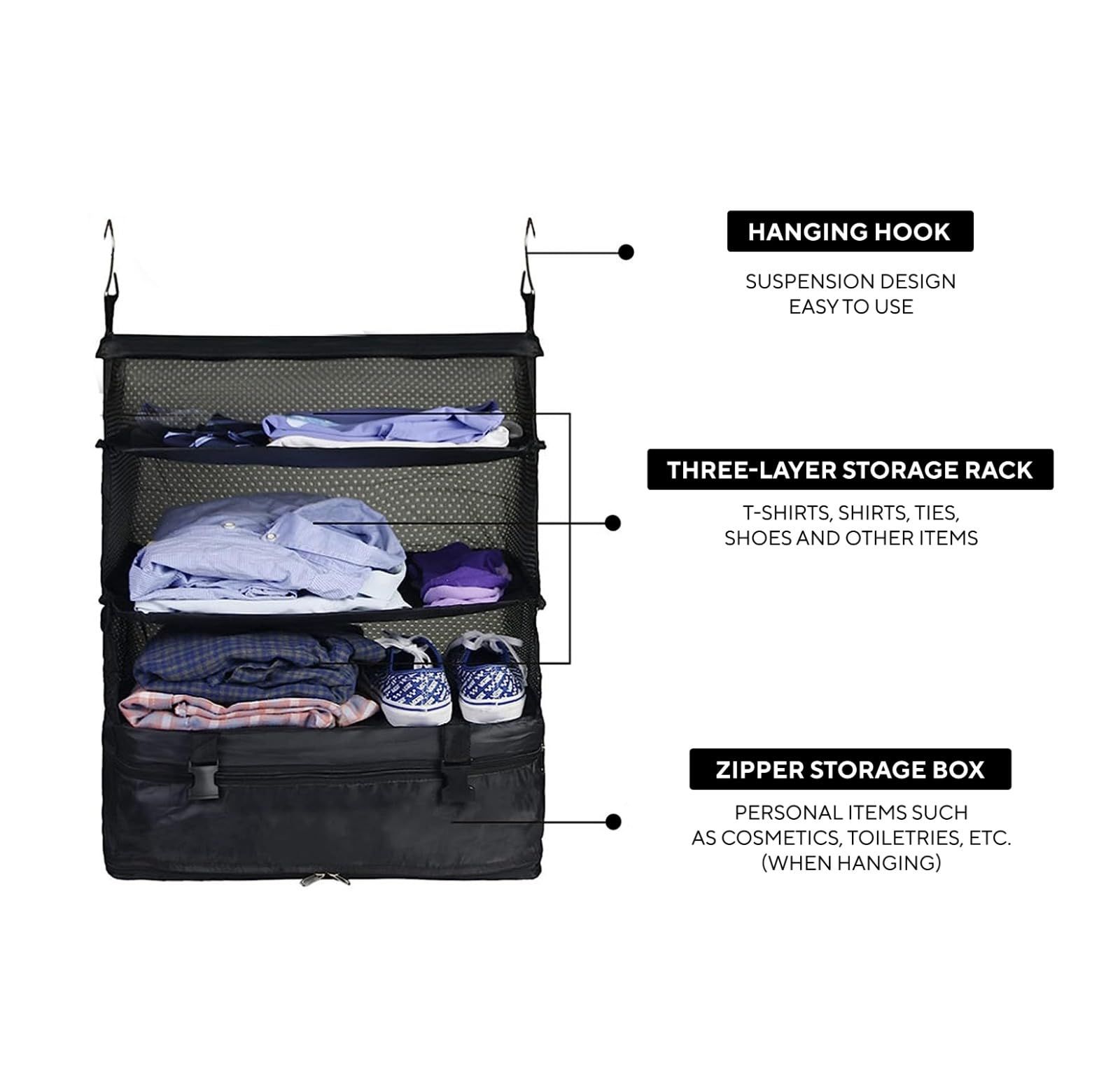 Portable Collapsible Hanging Travel Shelves Bags view 5