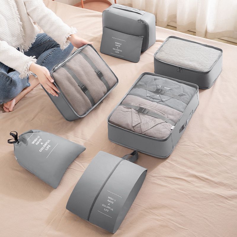 7 Pieces Set Travel Organizer Storage Bags Suitcase Packing Set Storage Cases view 3