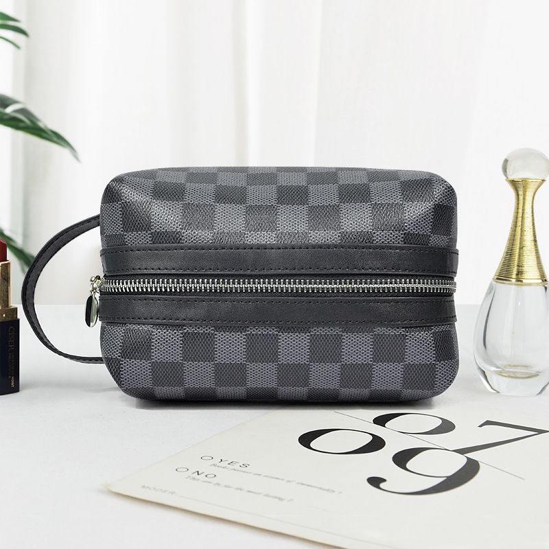 Checkered Makeup Bag - Makeup Bag Pouch Checkered Cosmetic Bag view 4