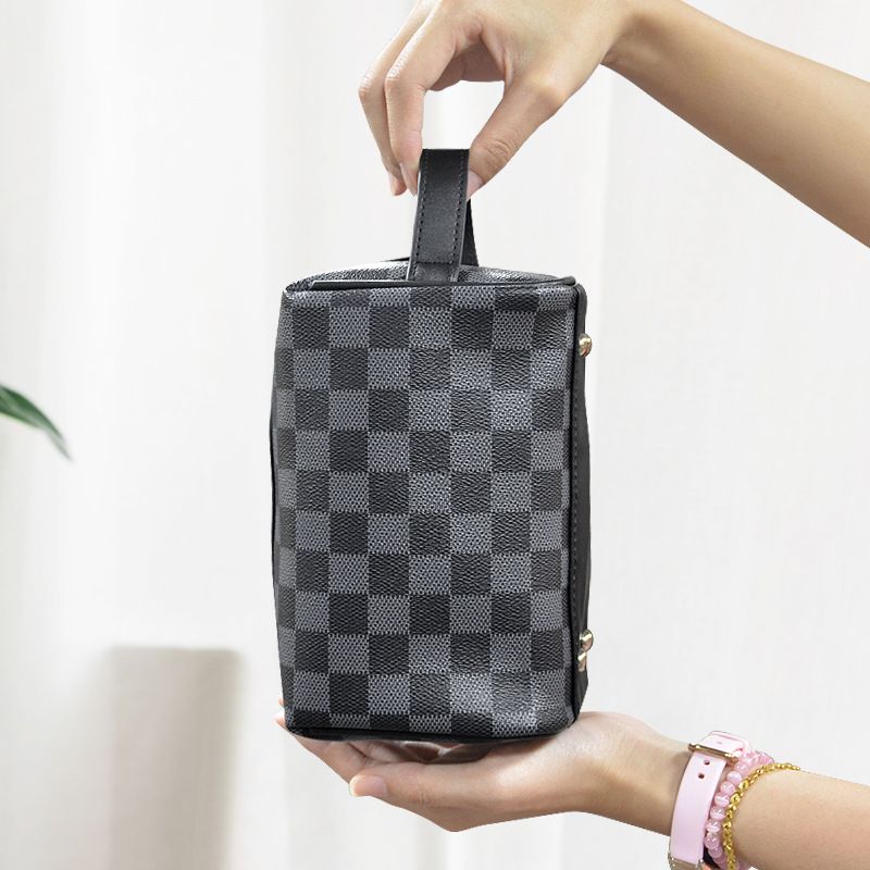 Checkered Makeup Bag - Makeup Bag Pouch Checkered Cosmetic Bag view 5