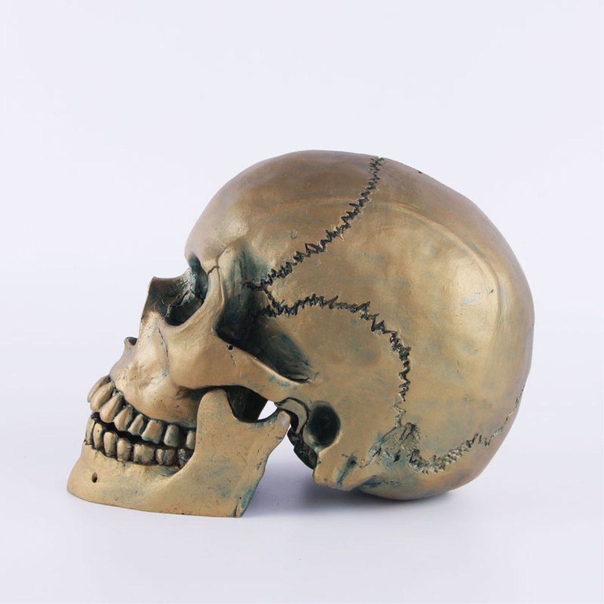 Vintage Gold Skull Statue Creative Bar Office Desktop Decorative Skeleton view 2
