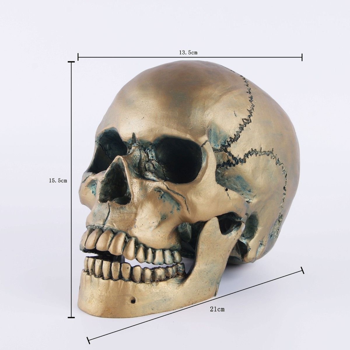Vintage Gold Skull Statue Creative Bar Office Desktop Decorative Skeleton view 3