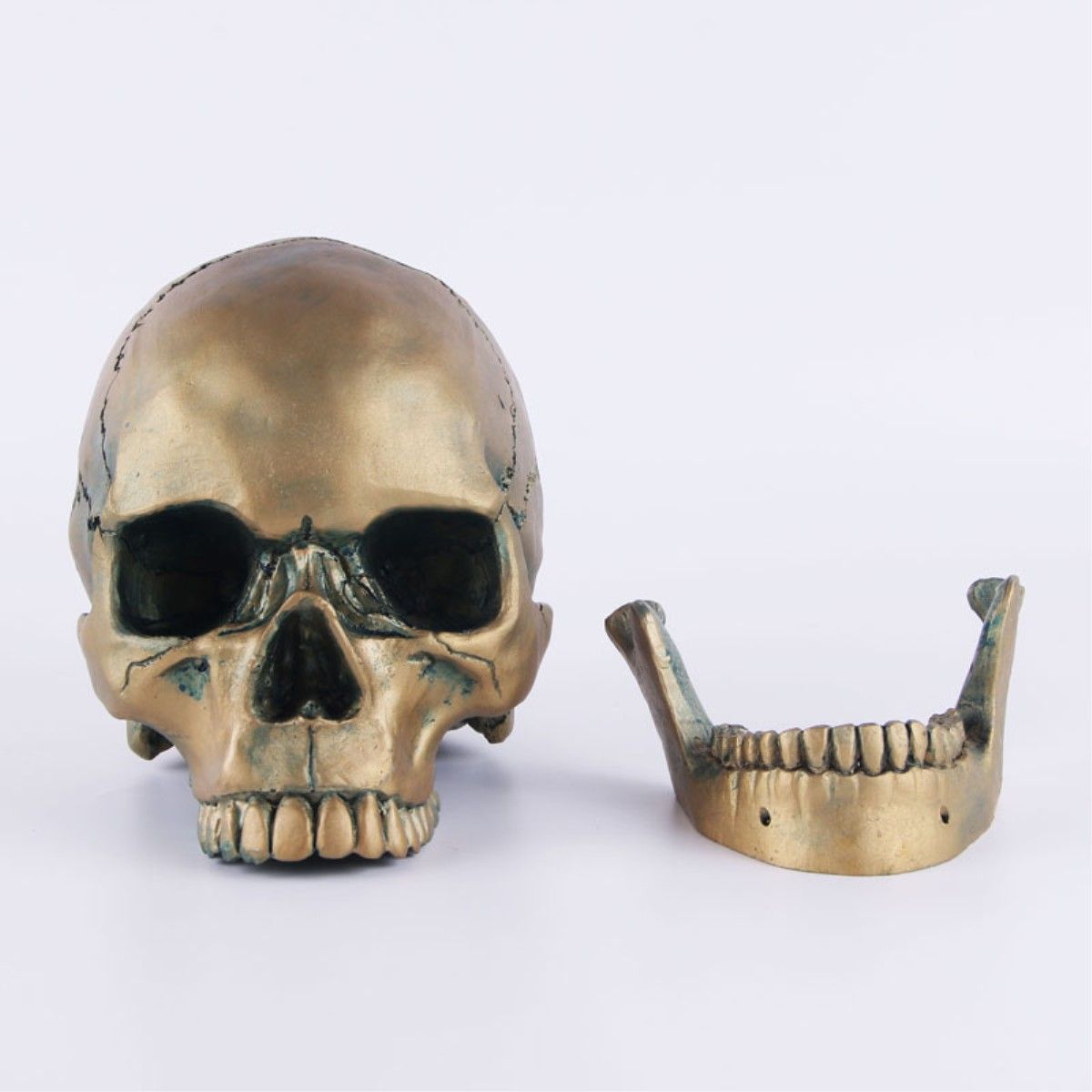Vintage Gold Skull Statue Creative Bar Office Desktop Decorative Skeleton view 5