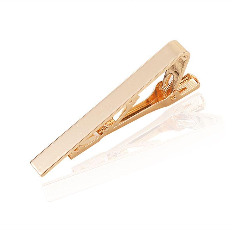Men's Skinny Tie Clip Set with Gold Silver Black 3 Tone view 2