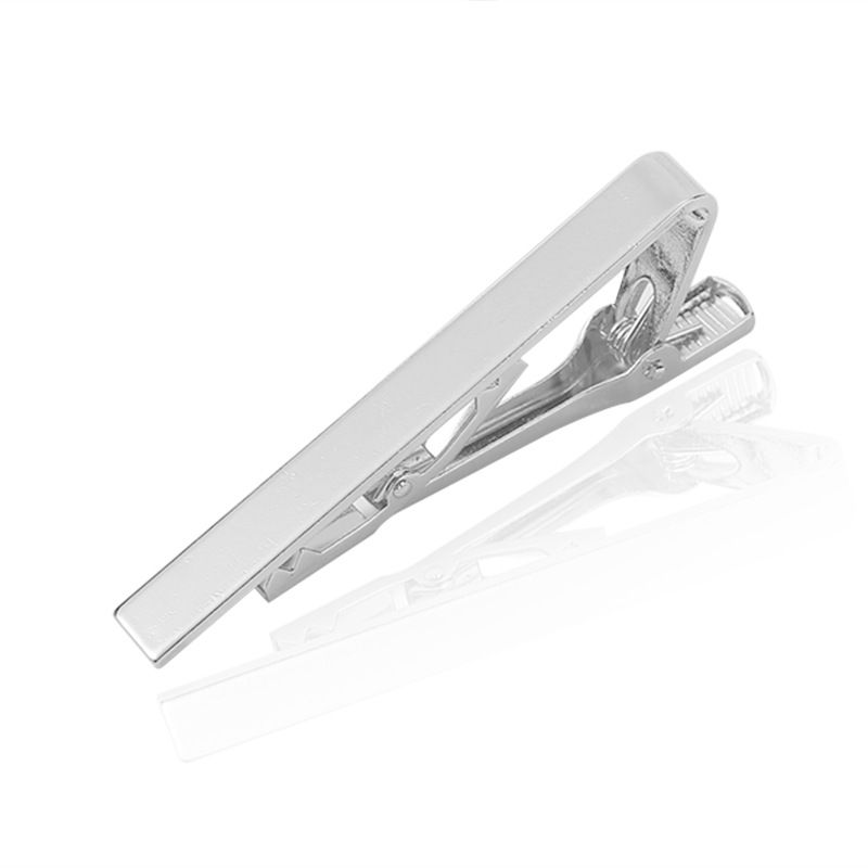 Men's Skinny Tie Clip Set with Gold Silver Black 3 Tone view 3