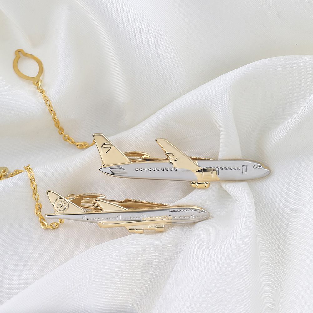 Tie bar Man's Tie Clip for Golden Plated Airplane Shape Plane Tie Pin Stick view 2