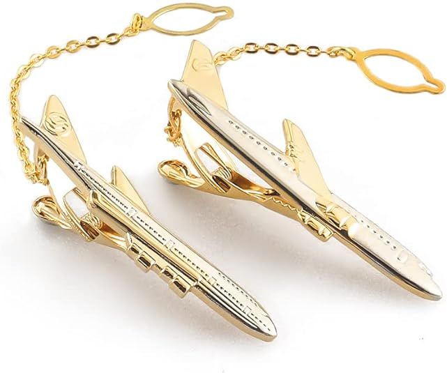 Tie bar Man's Tie Clip for Golden Plated Airplane Shape Plane Tie Pin Stick view 3