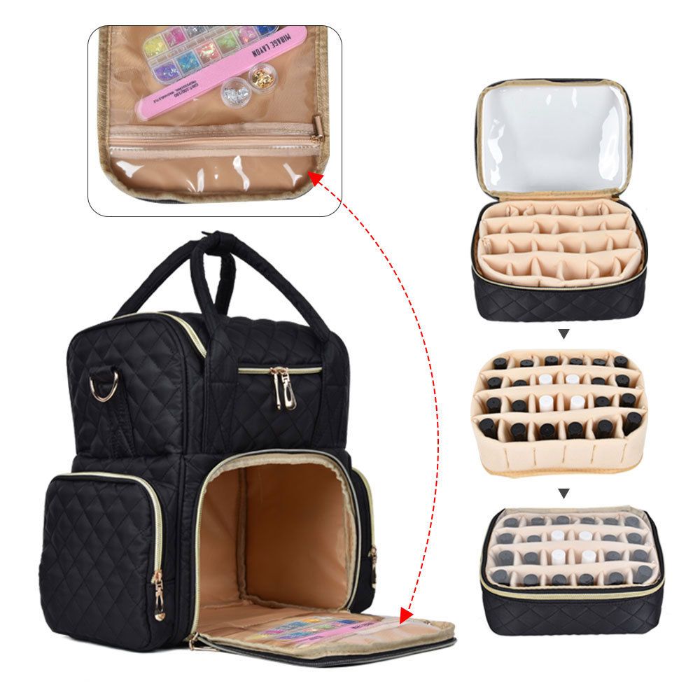 Nail Polish Organizer Holds Nail Polish Case with 2 Removable Bags and Tools view 2