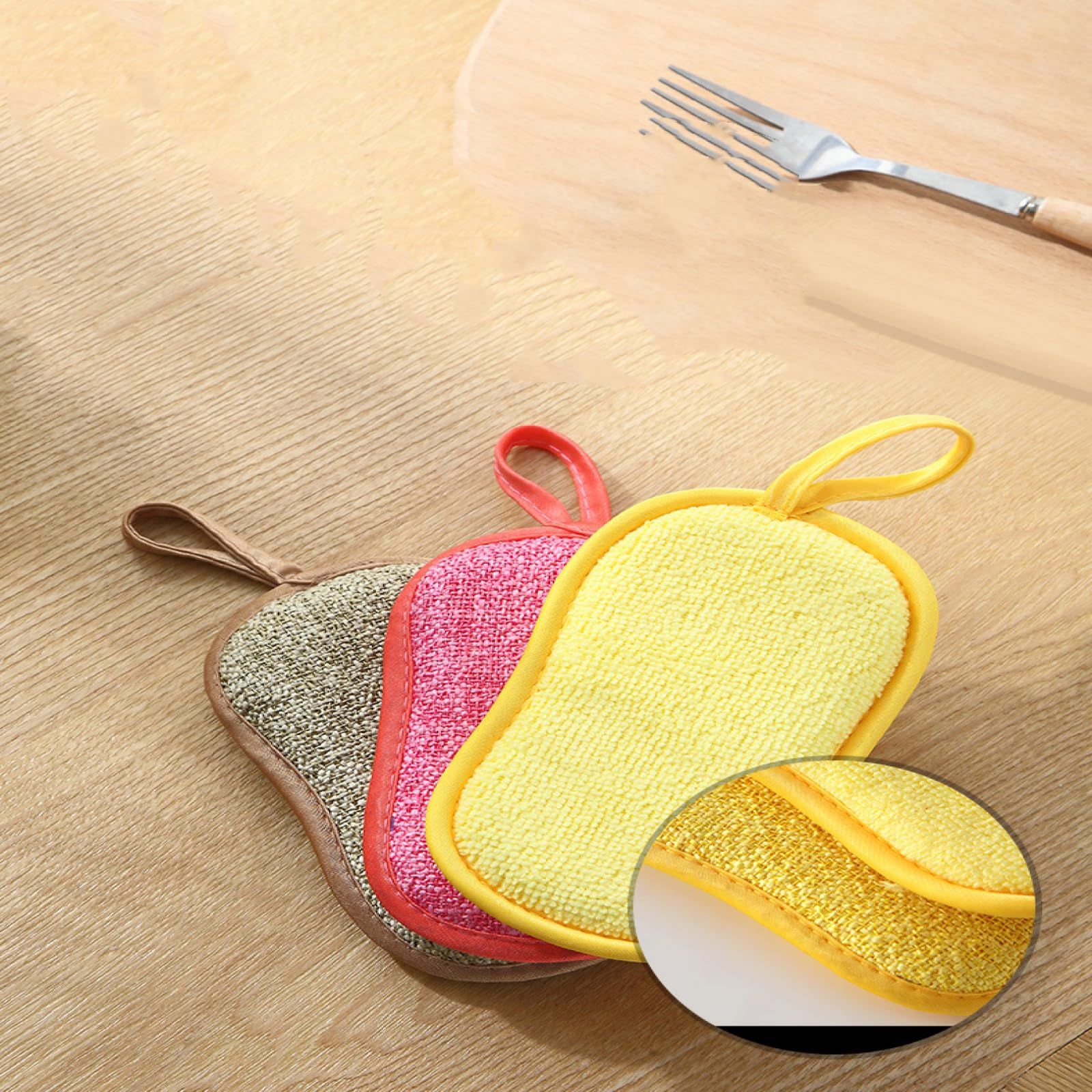 Microfiber dishwashing Sponge Double-Sided Thickened Absorbent Kitchen rag view 2