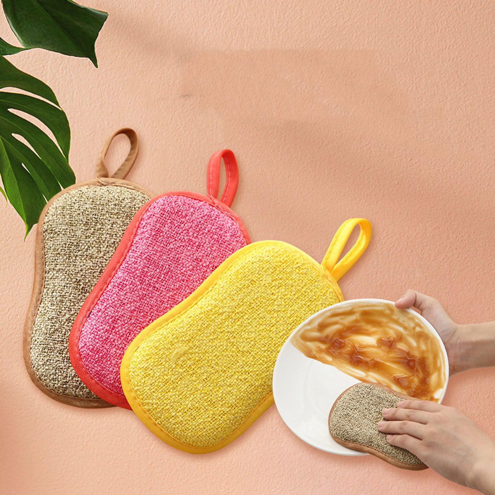 Microfiber dishwashing Sponge Double-Sided Thickened Absorbent Kitchen rag view 4