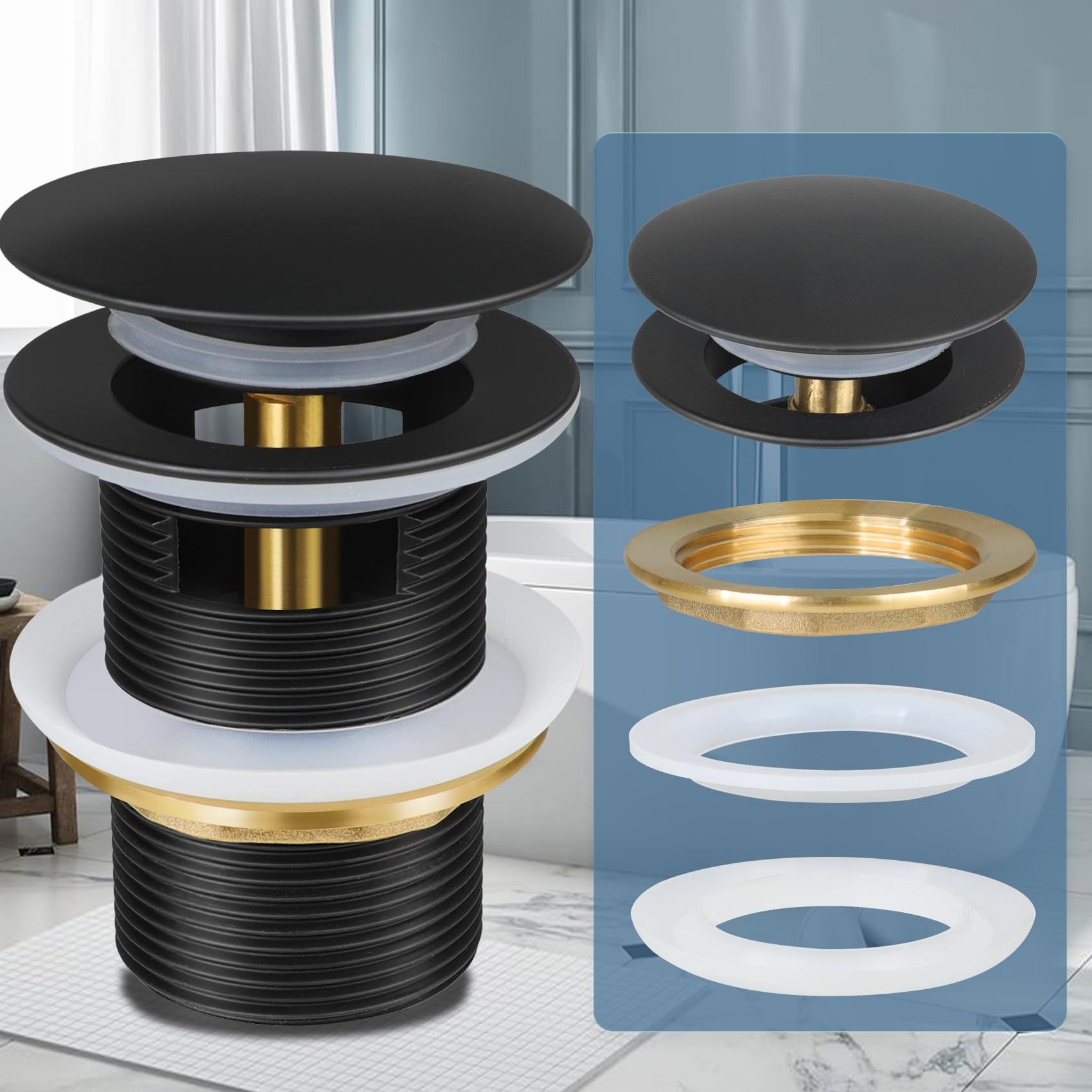 Pop-up Drain Kit for Freestanding Bathtub Tub Drain/Stopper view 2