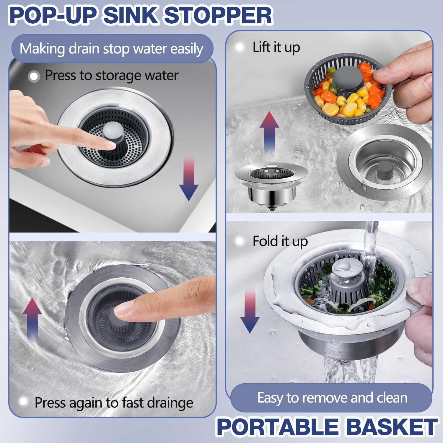 Upgraded Sink Bounce Core Drain Strainer view 4