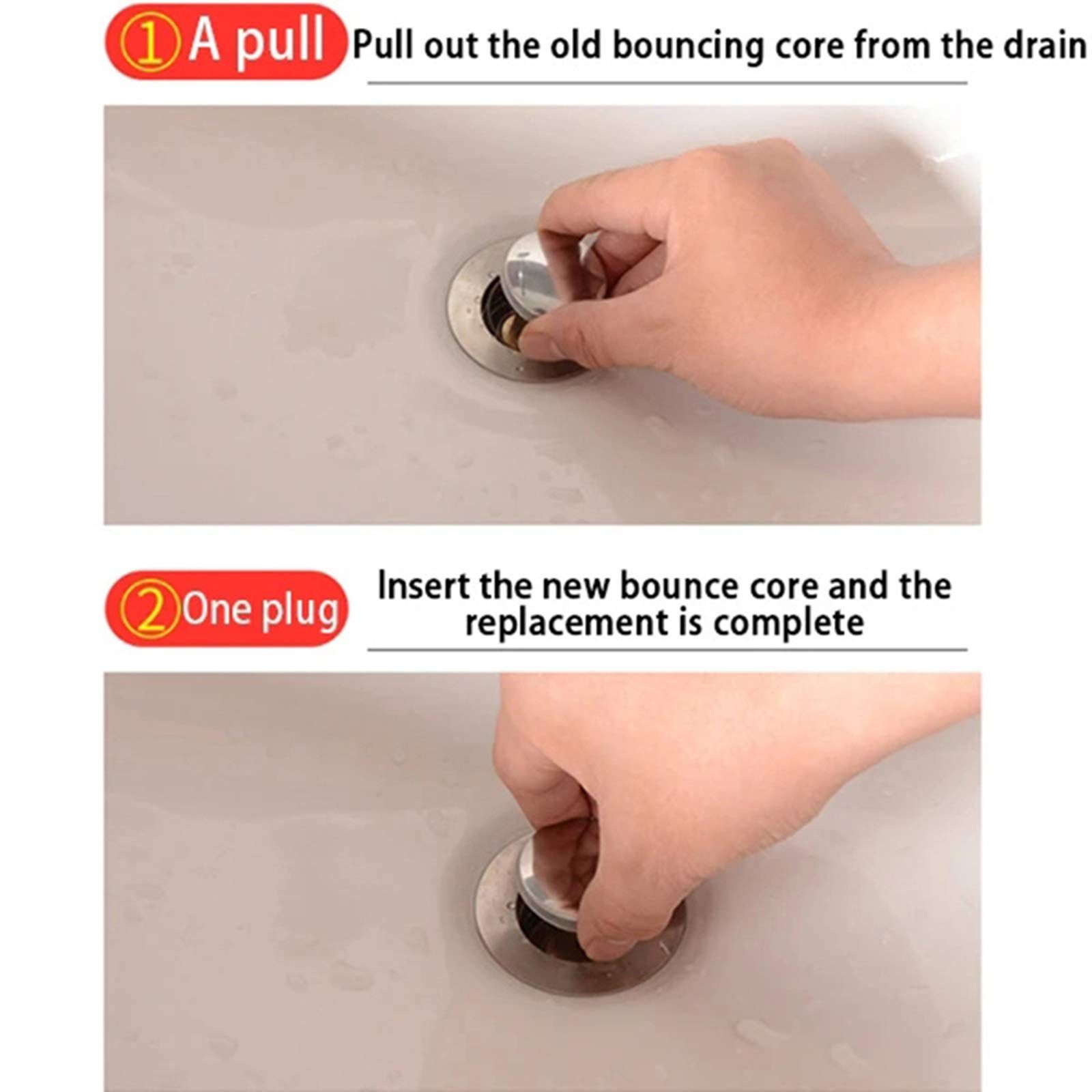 Universal Wash Basin Bounce Drain Filter No Overflow Pop Up Bathroom Sink view 2