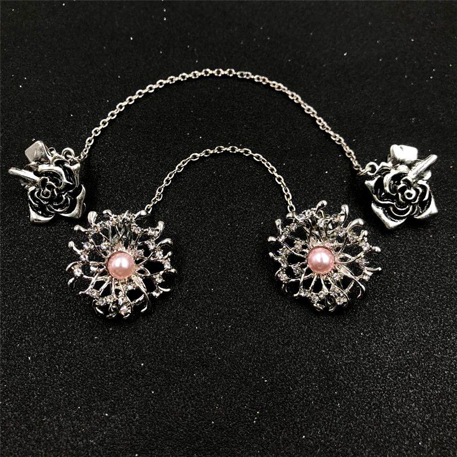 Brooch Clip,6pcs Chain Clip Cardigan Clip Sweater Clip Alloy Flower Cloak Clip view 4