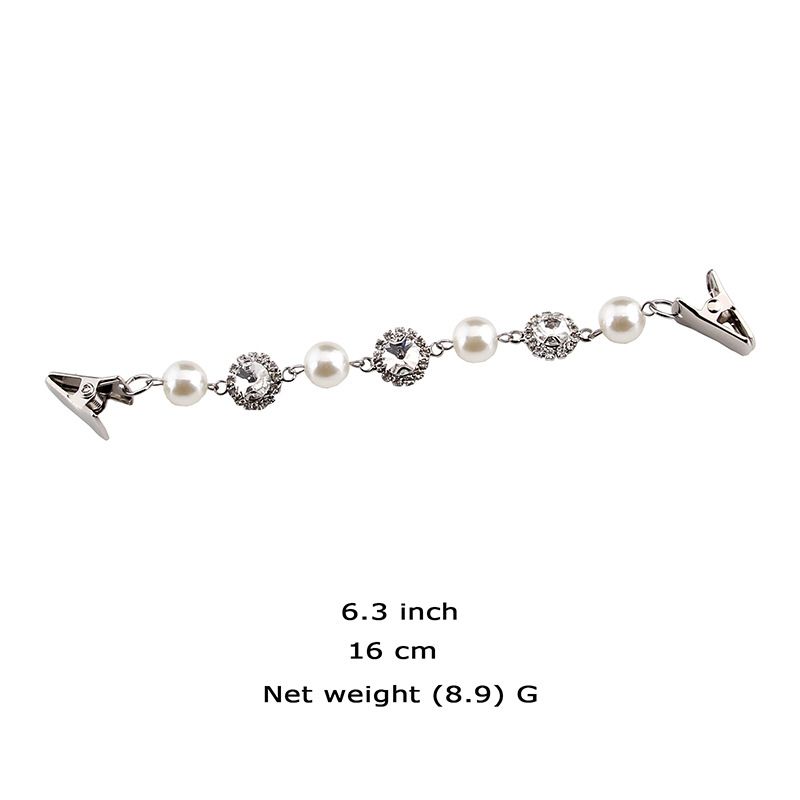 Pearl Crystal Sparkling Teardrop Chain Dresses Shawl Clip Retro Sweater Collar view 3