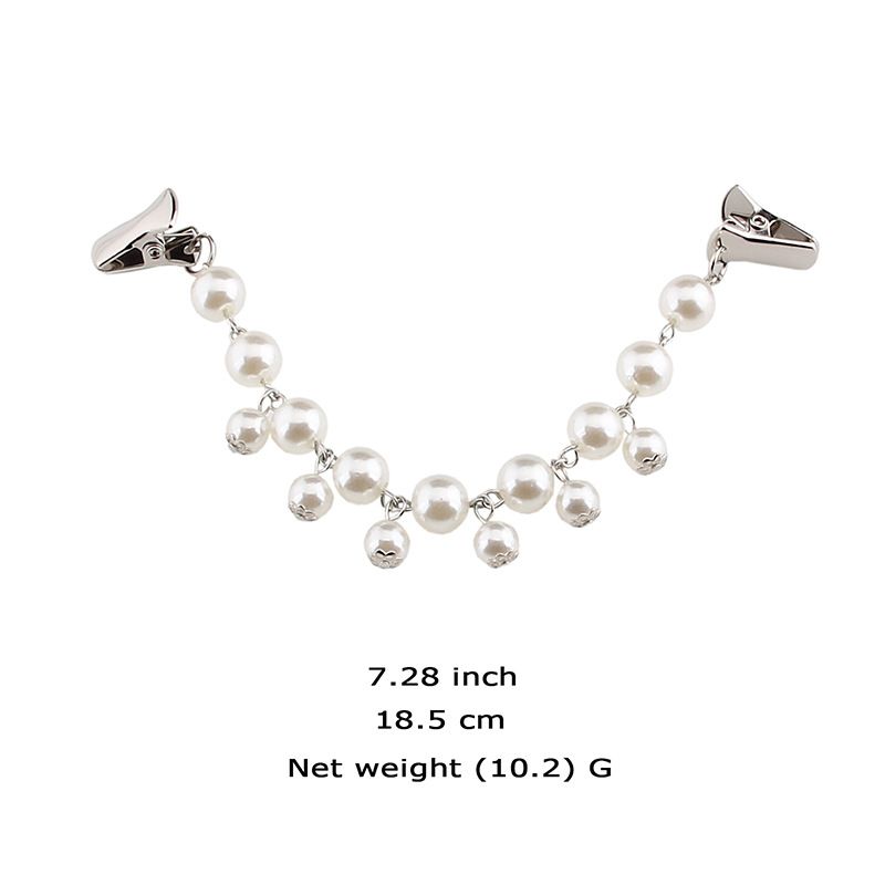 Pearl Crystal Sparkling Teardrop Chain Dresses Shawl Clip Retro Sweater Collar view 5