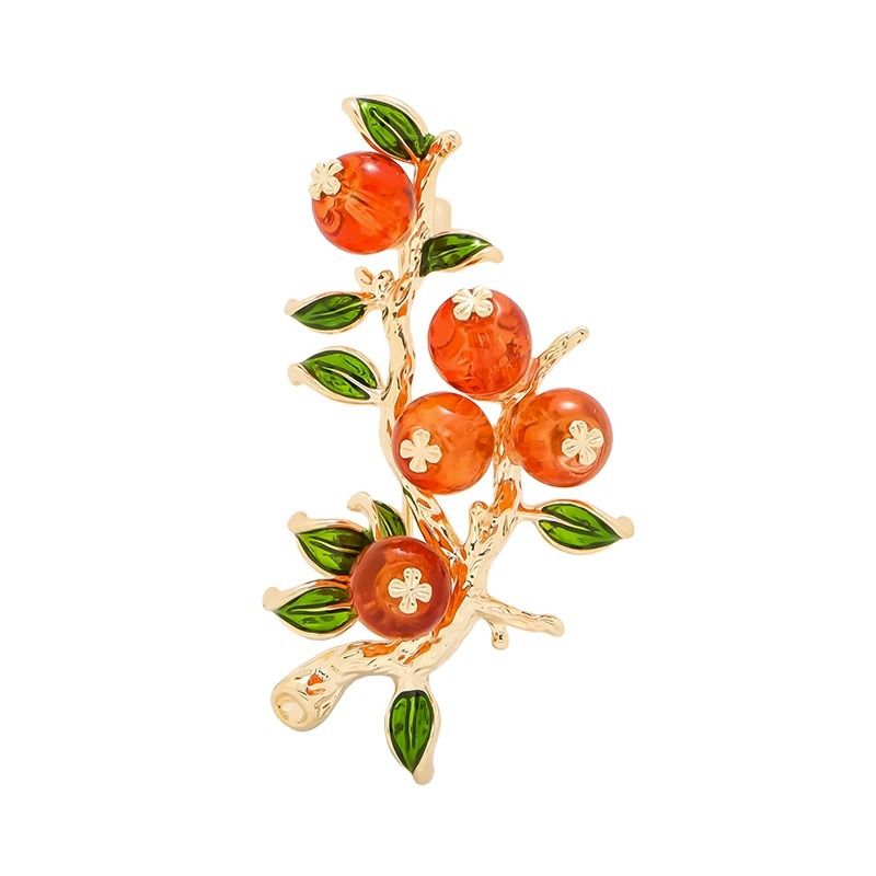 Cute Autumn Persimmon Brooch Lapel Pins Fruit Badge Good Lucky Persimmon