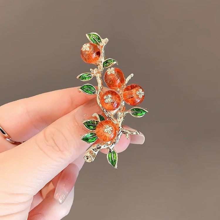 Cute Autumn Persimmon Brooch Lapel Pins Fruit Badge Good Lucky Persimmon view 4