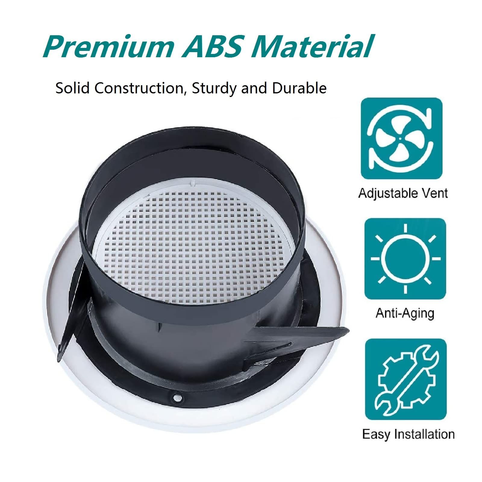 6 Inch Air Vent Cover, ABS Round Louvered Air Grill Cover Outlet for Bathroom view 5