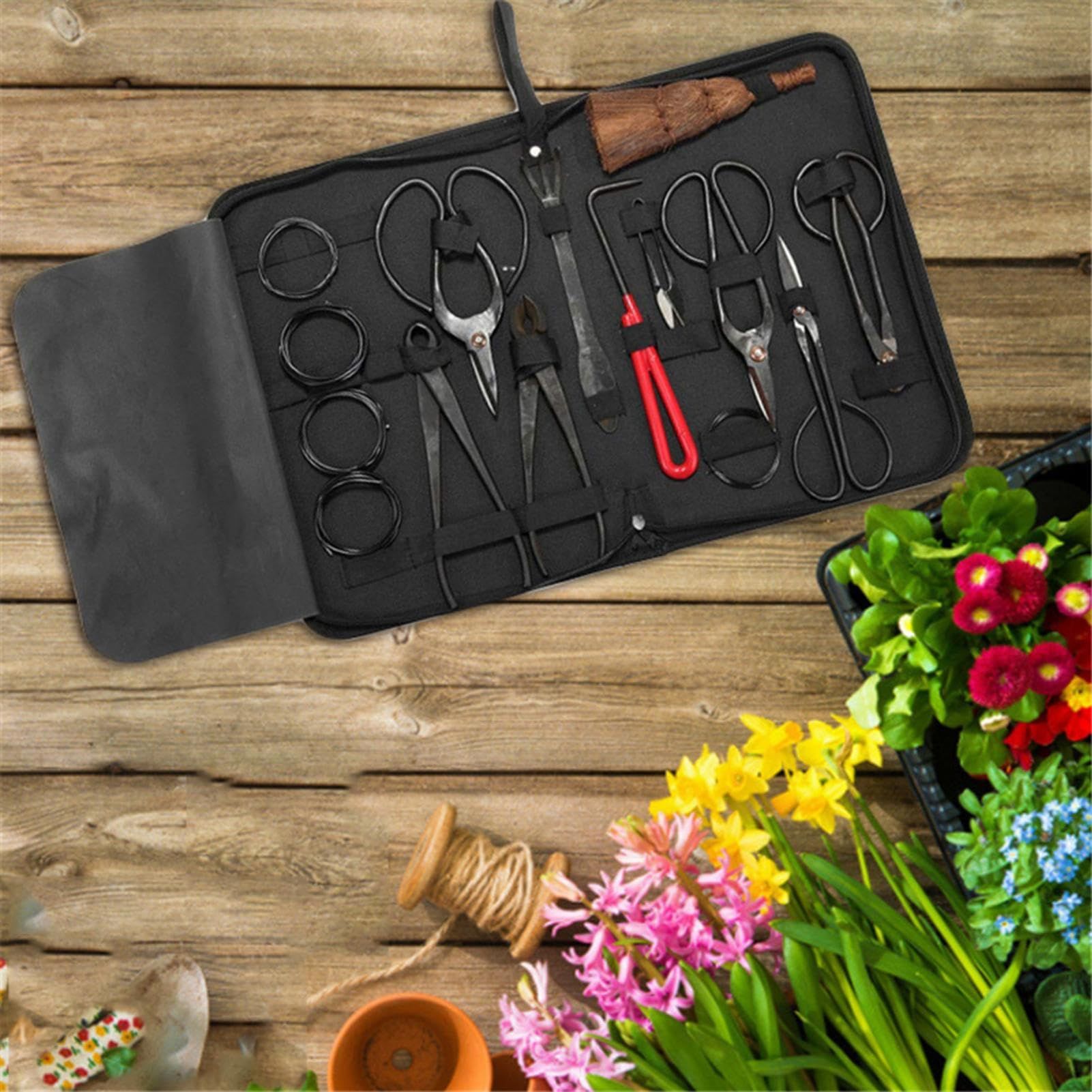 Bonsai Tools - 10 Pcs Scissors Starter Kit with Heavy Duty Nylon Case|Portable view 2