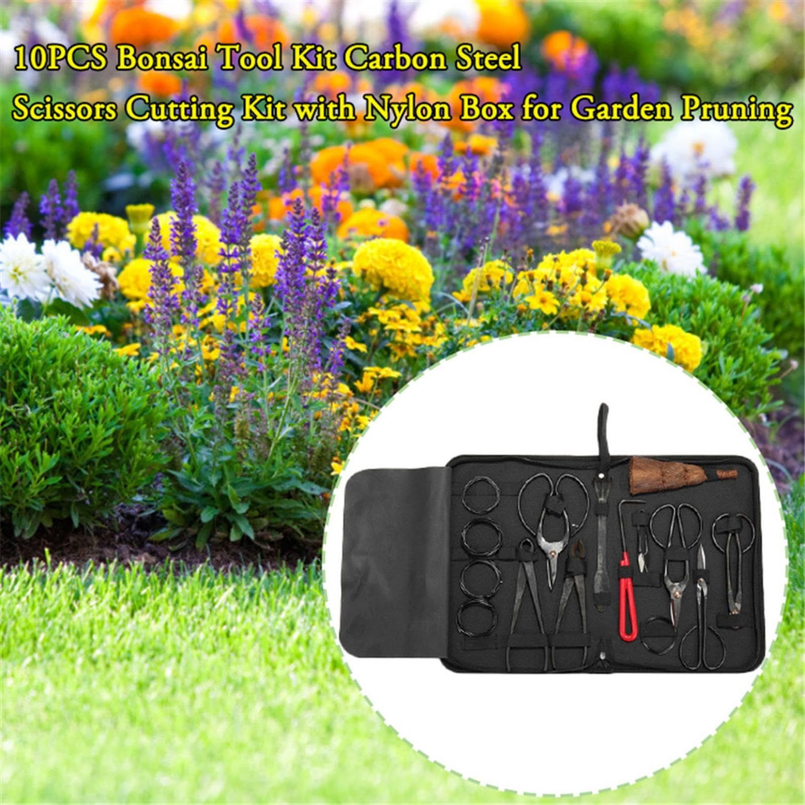 Bonsai Tools - 10 Pcs Scissors Starter Kit with Heavy Duty Nylon Case|Portable view 4