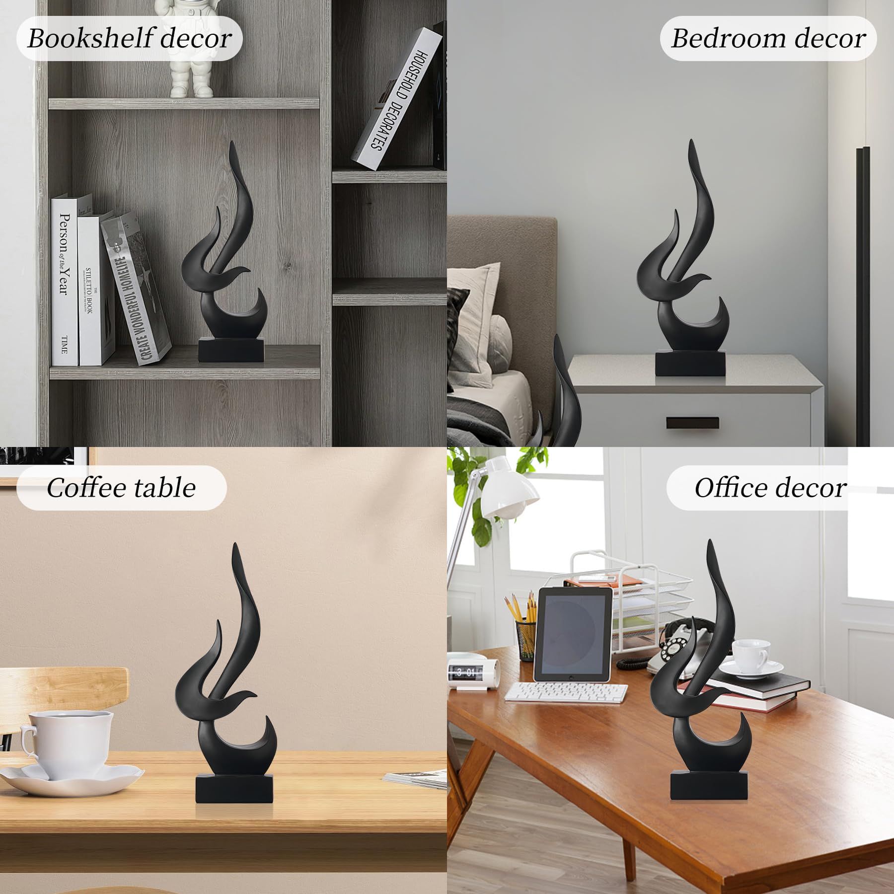 Abstract Statue Sculpture Decorations: Modern Black Sculptures for Home Decor view 2