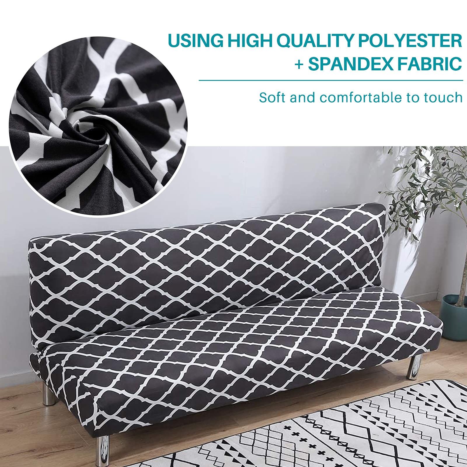 Pet Stretch Sofa Slipcover Armless Futon Cover Printed Fitted Furniture view 2
