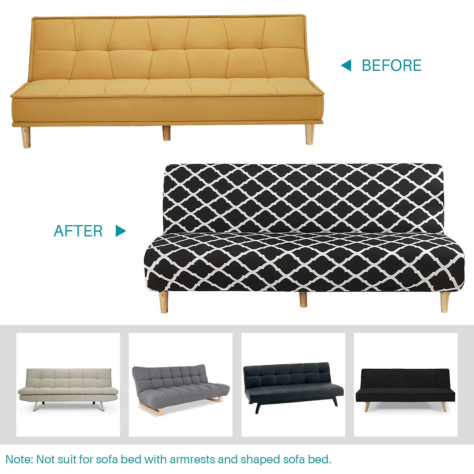 Pet Stretch Sofa Slipcover Armless Futon Cover Printed Fitted Furniture view 4