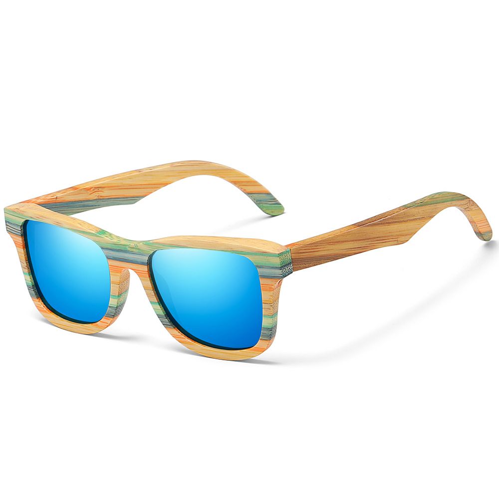 Men Women Polarized Sunglasses Round Fashionable Bamboo Frame Glasses UV400