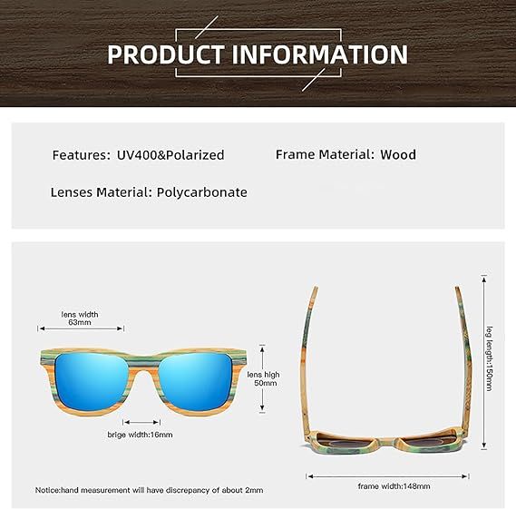 Men Women Polarized Sunglasses Round Fashionable Bamboo Frame Glasses UV400 view 2