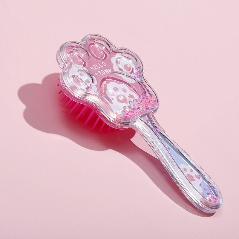 Hair Brush Cartoon Cat Paw Air Cushion Massage Comb with Long Handle view 2
