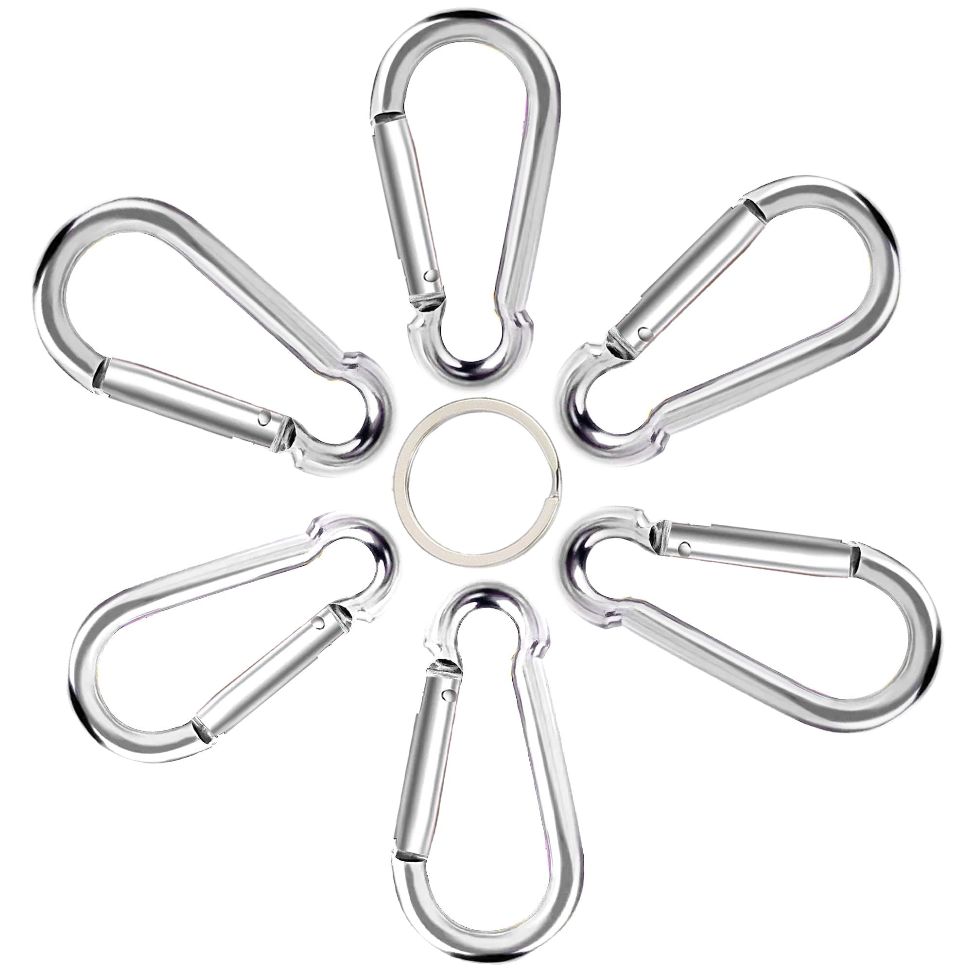 6Pcs Carabiner Clip,Large Aluminum Heavy Duty Carabeaner Clips, Spring Snap view 2