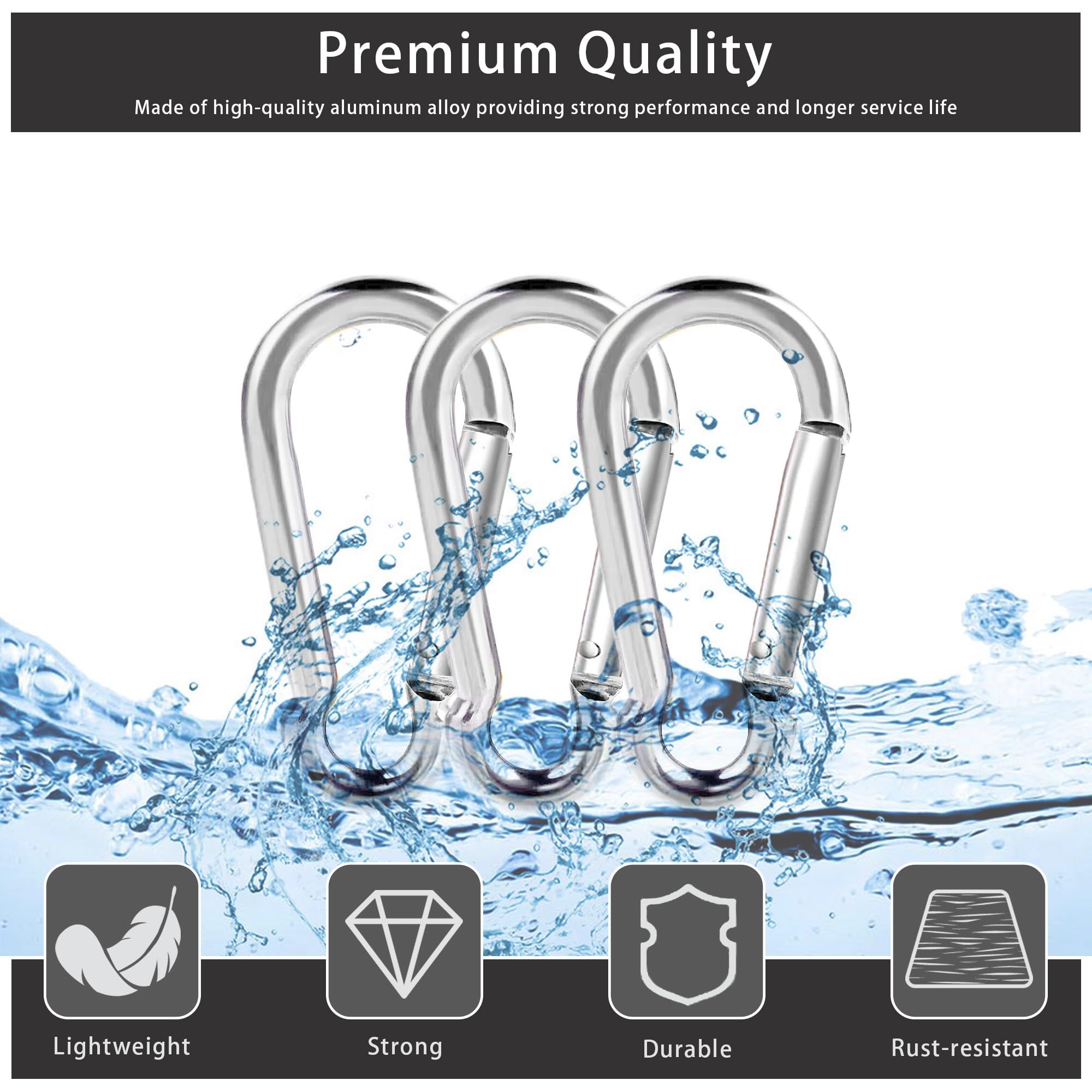 6Pcs Carabiner Clip,Large Aluminum Heavy Duty Carabeaner Clips, Spring Snap view 3