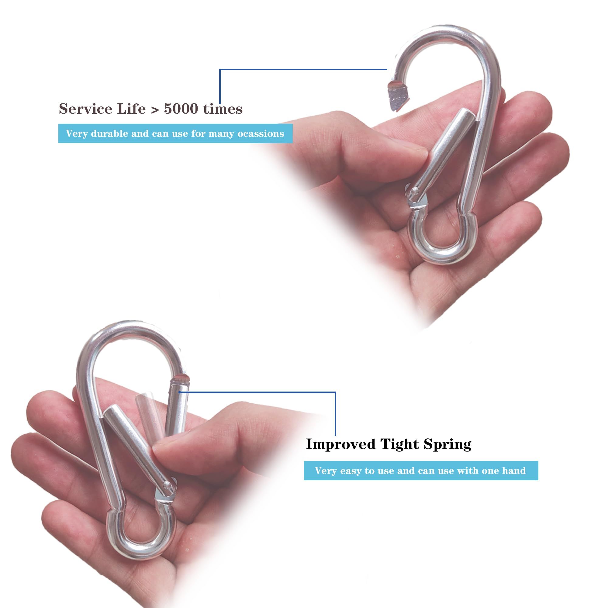 6Pcs Carabiner Clip,Large Aluminum Heavy Duty Carabeaner Clips, Spring Snap view 4