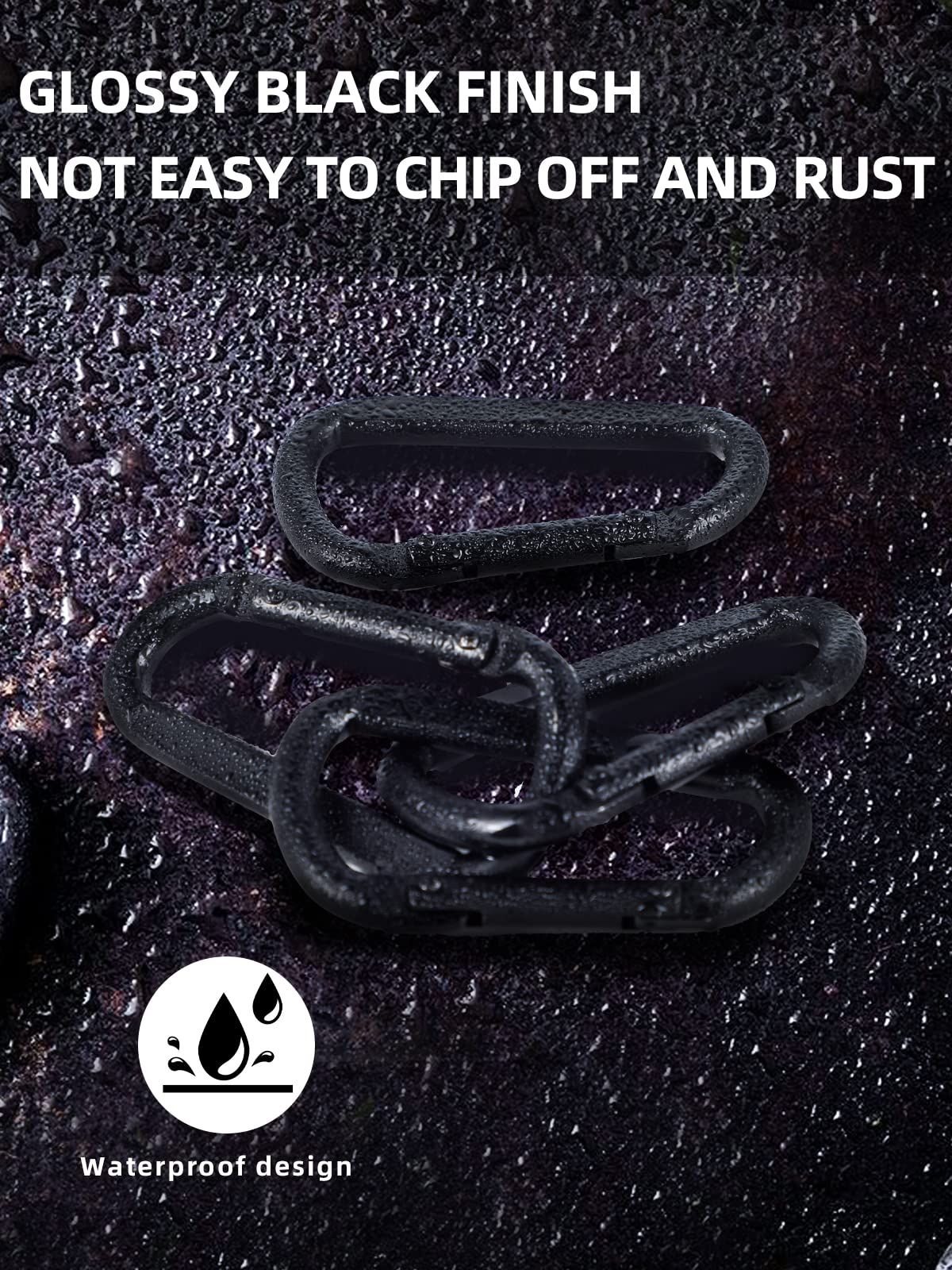 Heavy Duty Black Carabiner Clip -3.14" Carabiners D Shaped Spring Hooks-3pcs. view 5