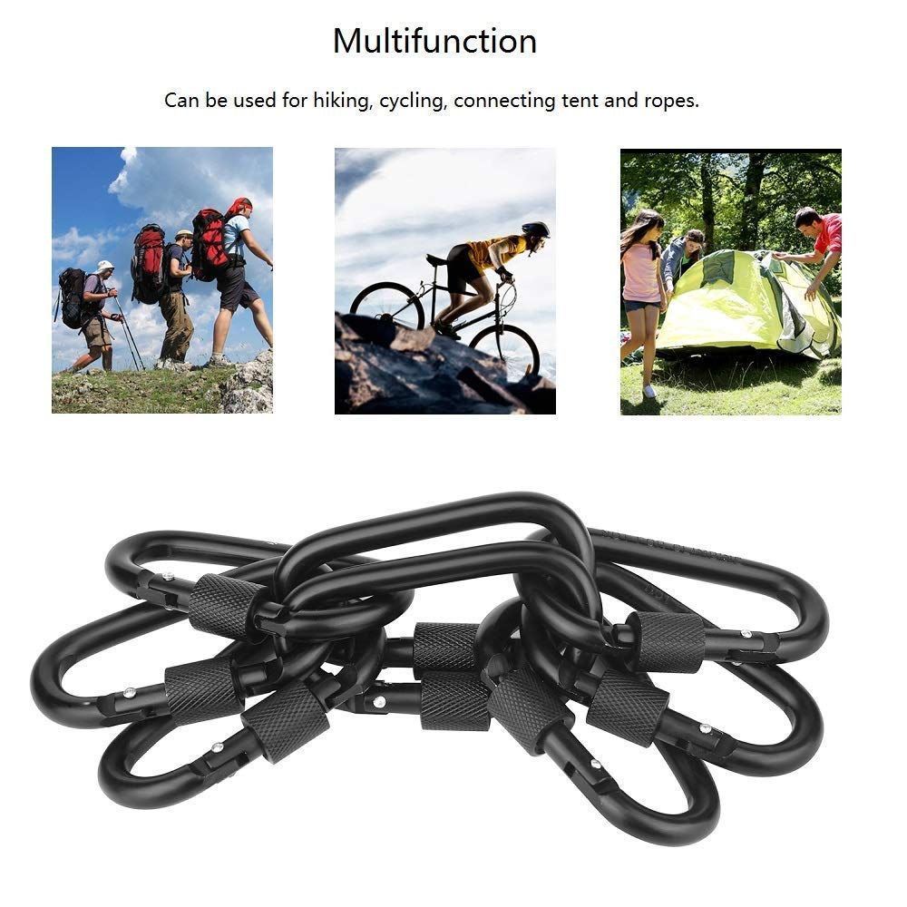 Locking Carabiner Clip, Clips D Ring Spring Snap Key Chain Hook 3" Screw Gate view 3