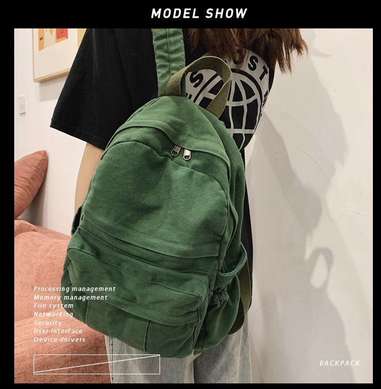 Laptop Backpack for Women Travel Canvas Backpack for Women Vintage Green view 4