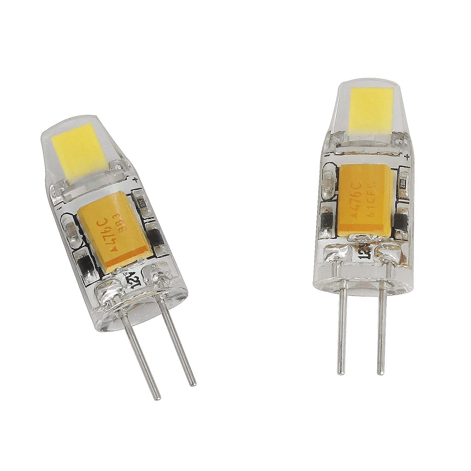 No Flicker LED G4 Bulb 2PCS AC/DC 12V 1.2W 2700K G4 Warm White Bi-Pin Base