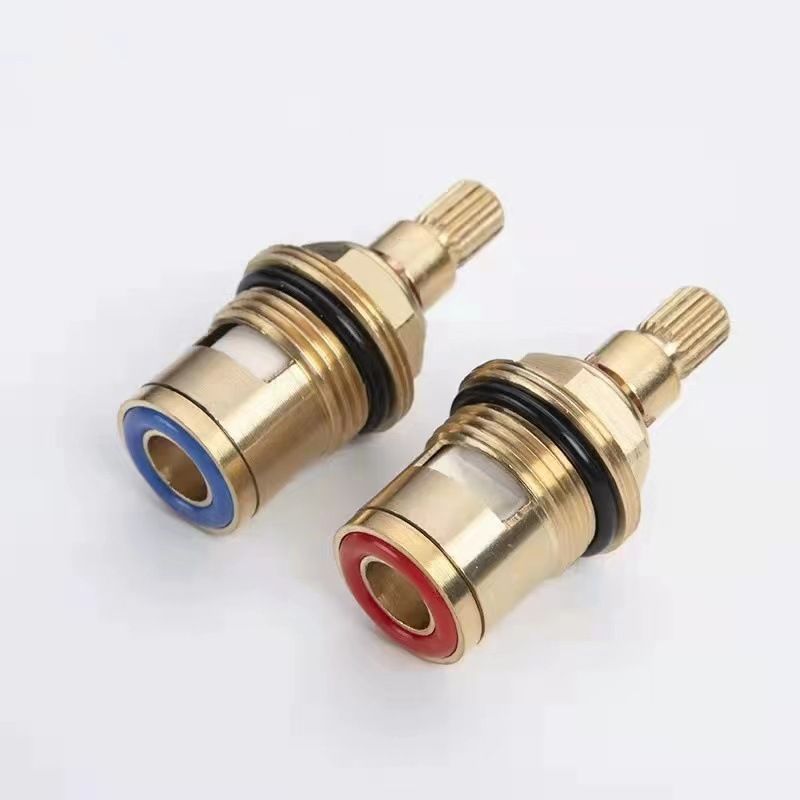Brass Bathroom Sink Faucet Valve Stem - 2Pcs Hot and Cold Ceramic Disc Stem view 2