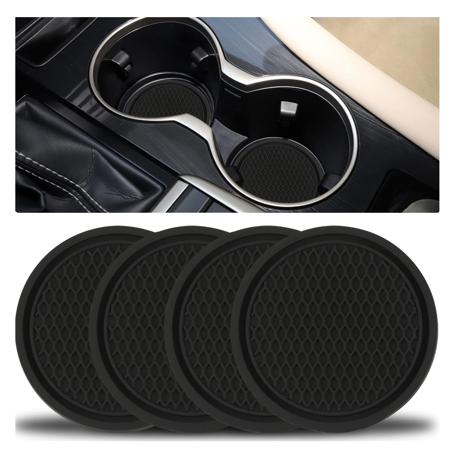Car Cup Coaster, 4PCS Universal Non-Slip Cup Holders Embedded in Ornaments