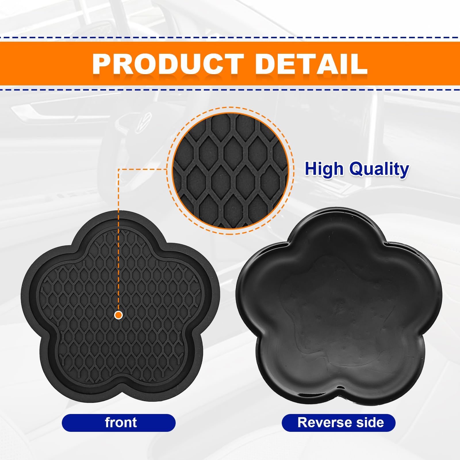 4PCS Car Cup Coaster, Universal PVC Flower Shaped Car Cup Holder Coaster view 3