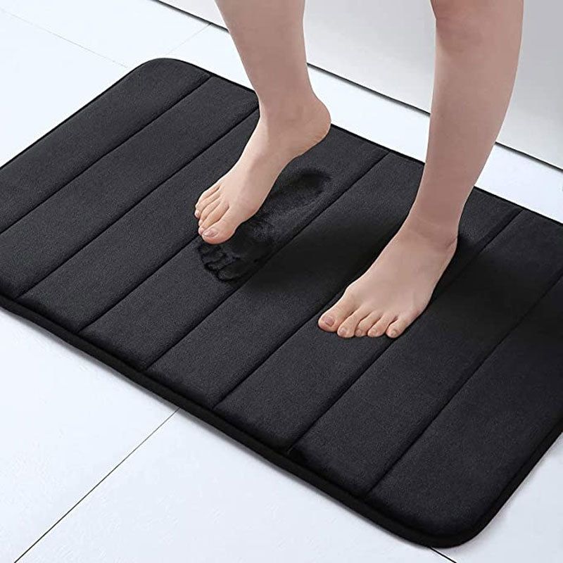 Black Bath Mat, 24" x 16", Thick Soft and Non-Slip Bathroom Rugs, Super Water